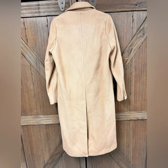 H&M Double-Breasted Knee Length Lined Trench Coat Light Beige Size XS - Picture 4 of 8